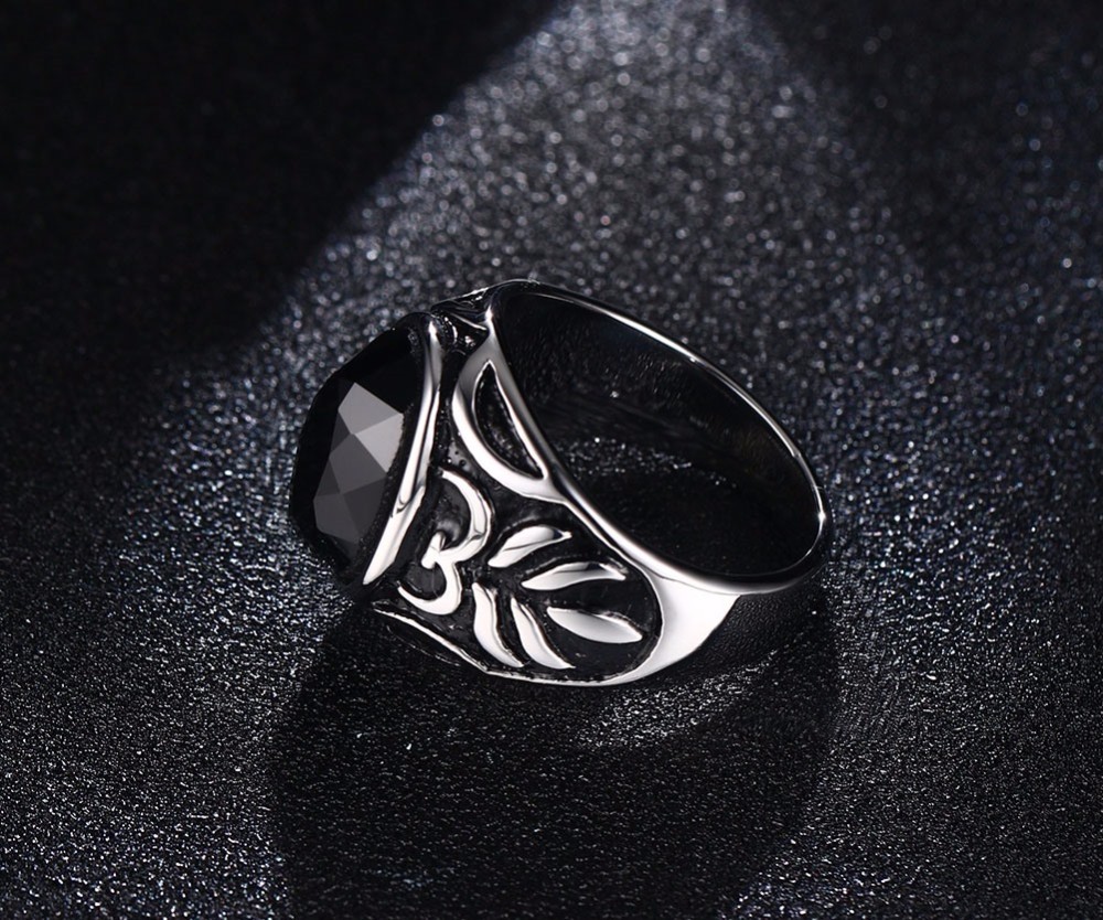 Natural Black Stone Ring | DevilsRings.com
