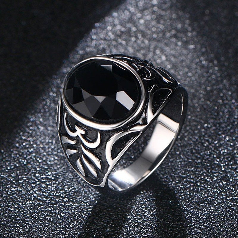 Natural Black Stone Ring | DevilsRings.com